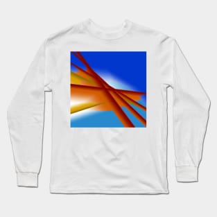 Blue brown spikes abstract art design Long Sleeve T-Shirt